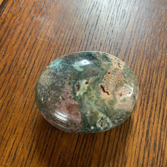 Natural Ocean Jasper orbicular palm stone crystal colorful green orange purple w - Picture 3 of 7